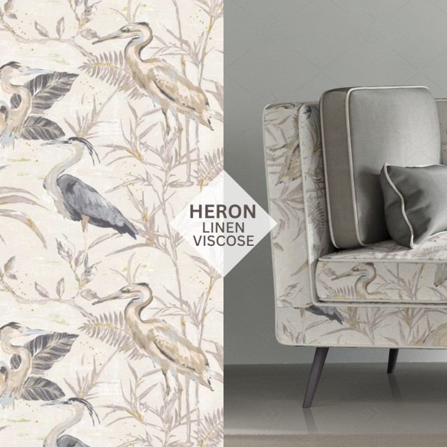 Herons, Linen and Viscose Fabric