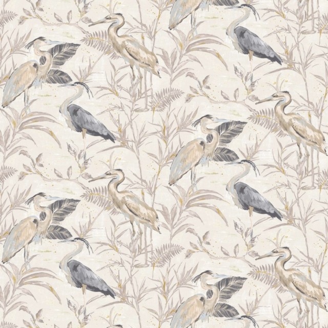 Herons, Linen and Viscose Fabric