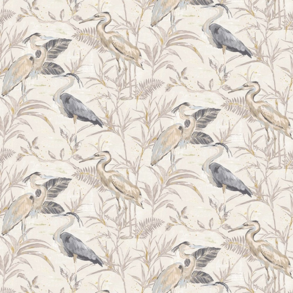 Herons, Linen and Viscose Fabric