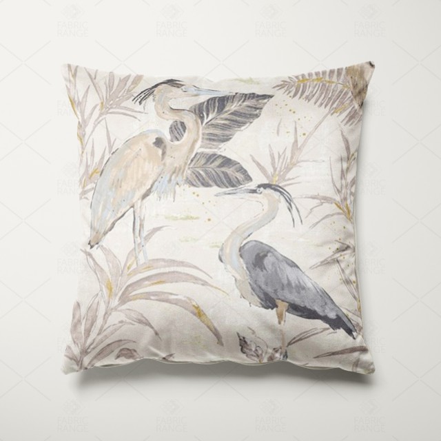 Herons, Linen and Viscose Fabric